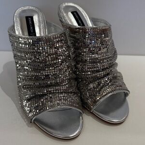 Steve Madden Shimmering Silver Mules